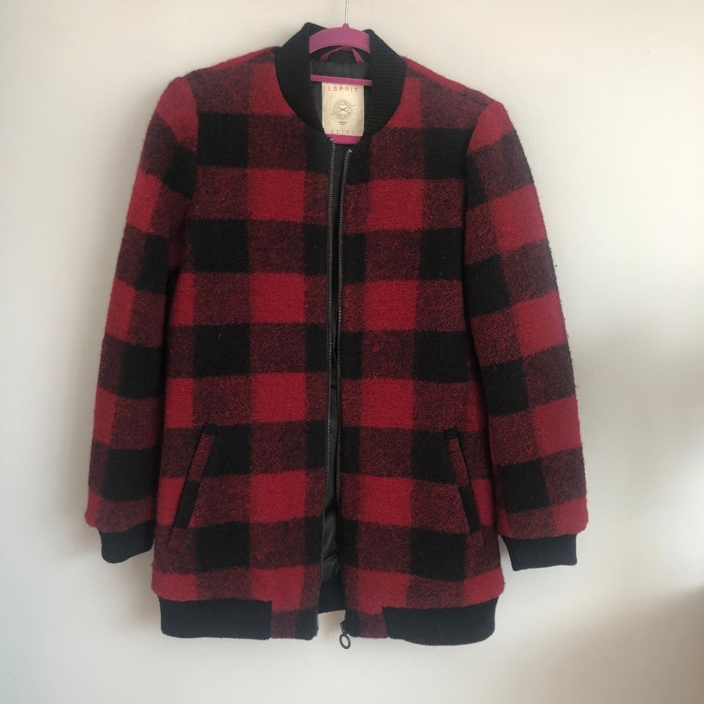 Esprit Buffalo Plaid Wool Coat